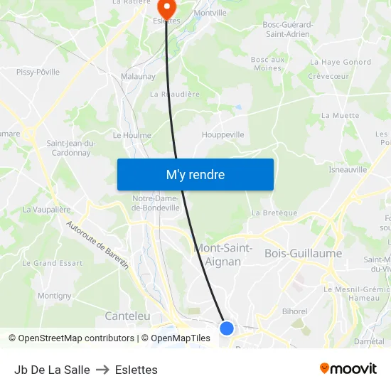 Jb De La Salle to Eslettes map