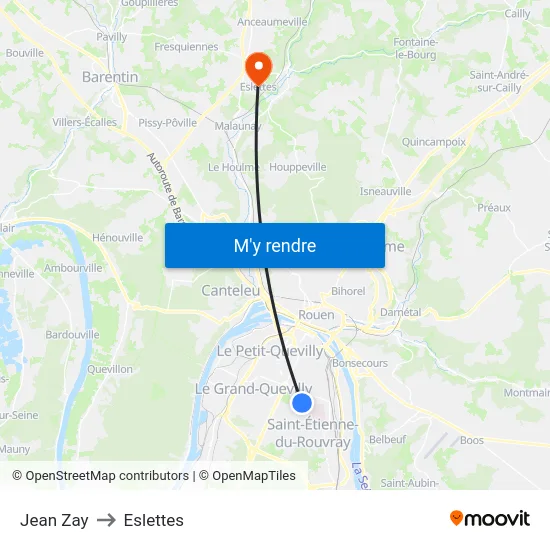 Jean Zay to Eslettes map