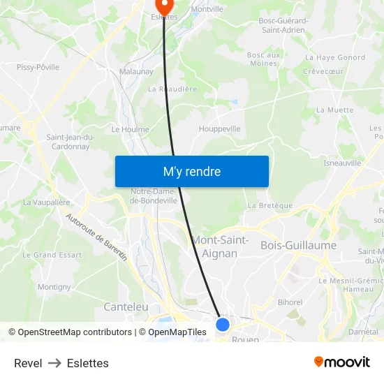 Revel to Eslettes map