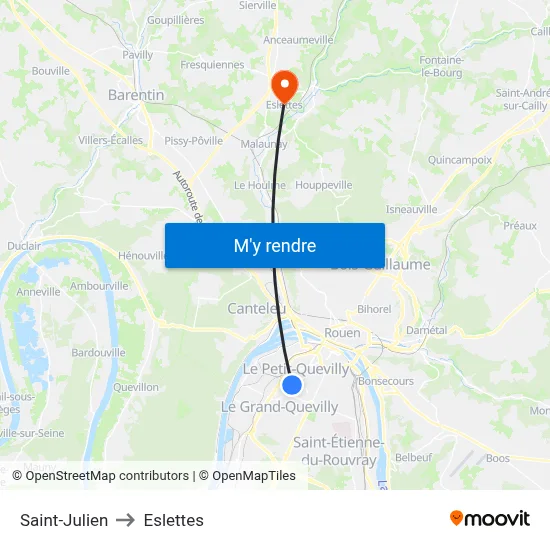 Saint-Julien to Eslettes map