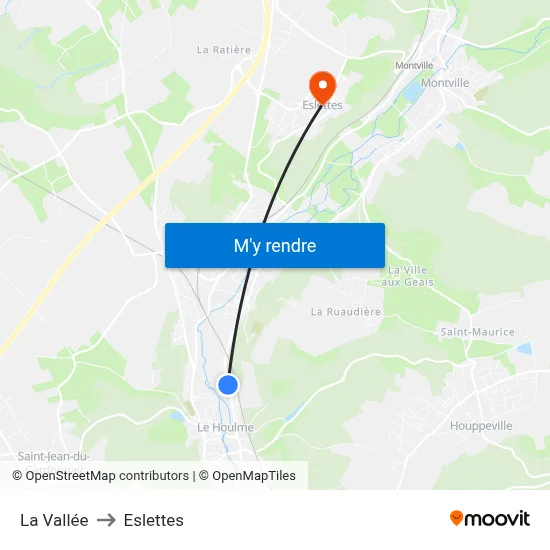 La Vallée to Eslettes map