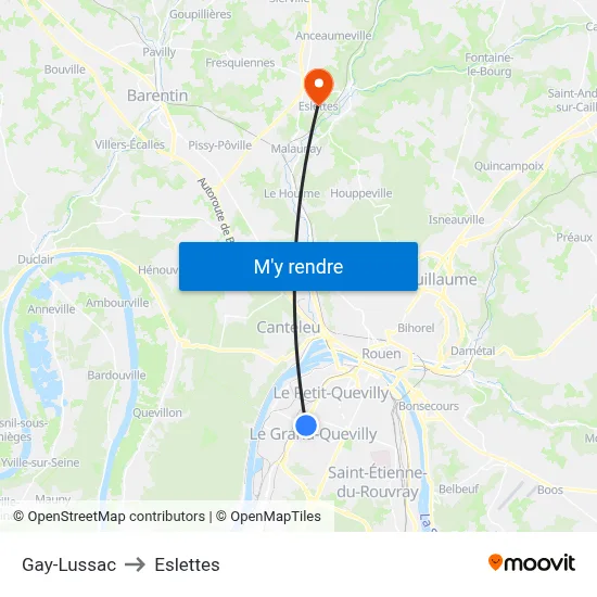 Gay-Lussac to Eslettes map