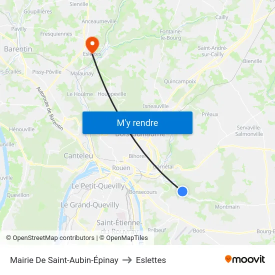 Mairie De Saint-Aubin-Épinay to Eslettes map