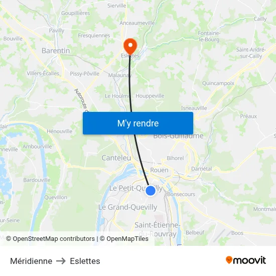 Méridienne to Eslettes map