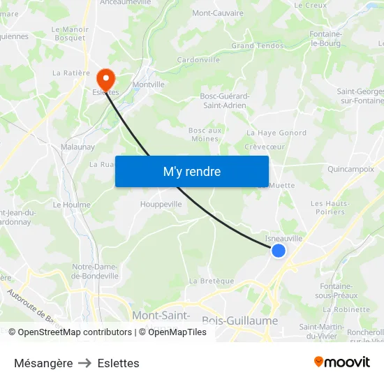 Mésangère to Eslettes map