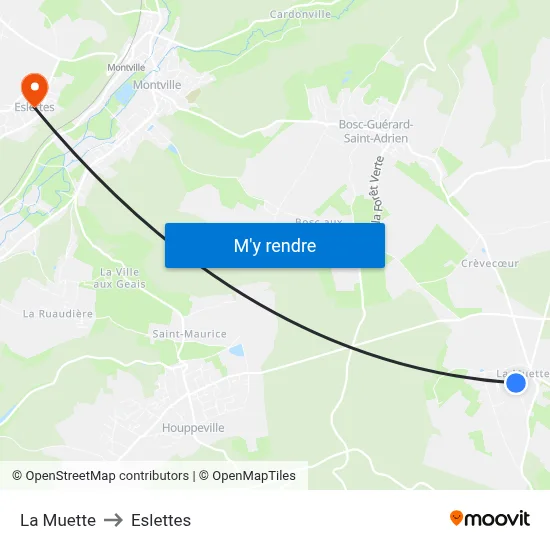 La Muette to Eslettes map