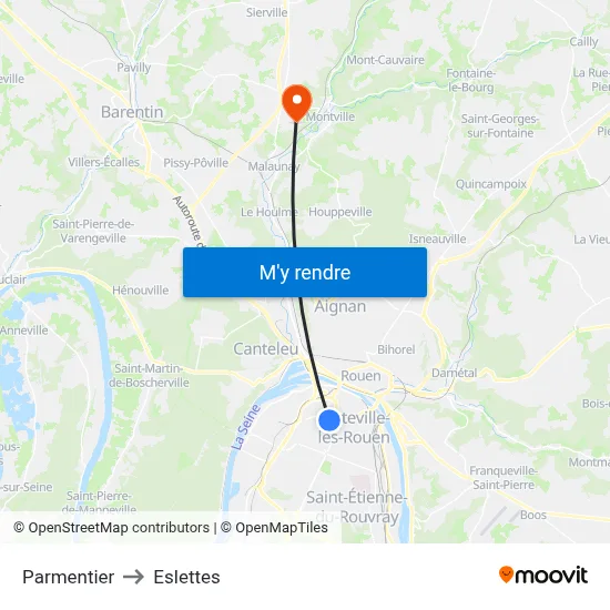 Parmentier to Eslettes map