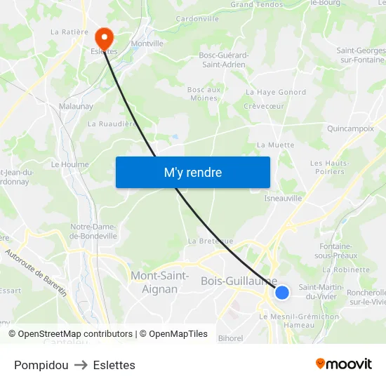 Pompidou to Eslettes map