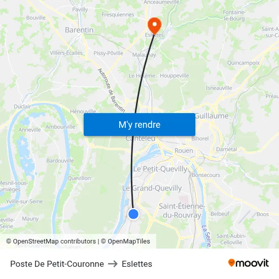 Poste De Petit-Couronne to Eslettes map