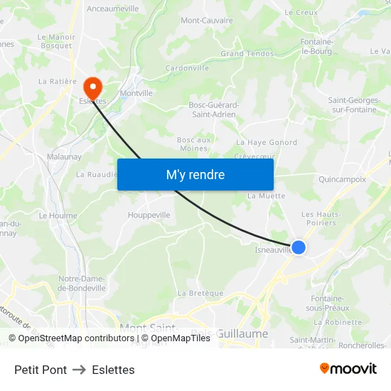 Petit Pont to Eslettes map