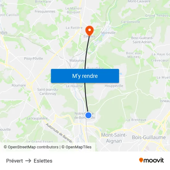 Prévert to Eslettes map