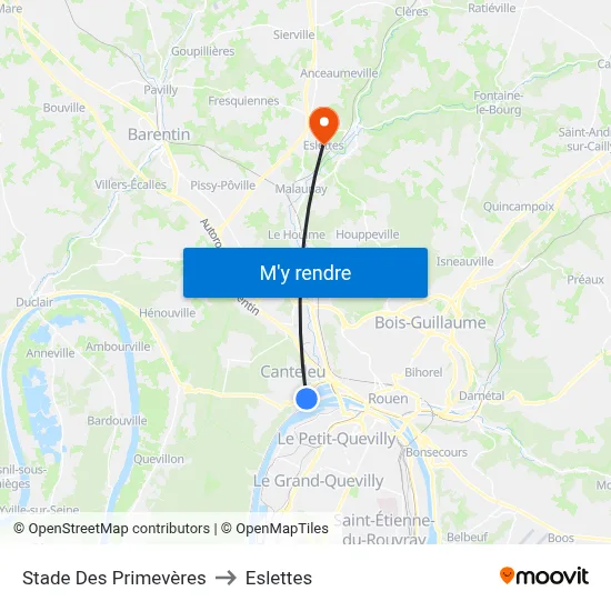 Stade Des Primevères to Eslettes map