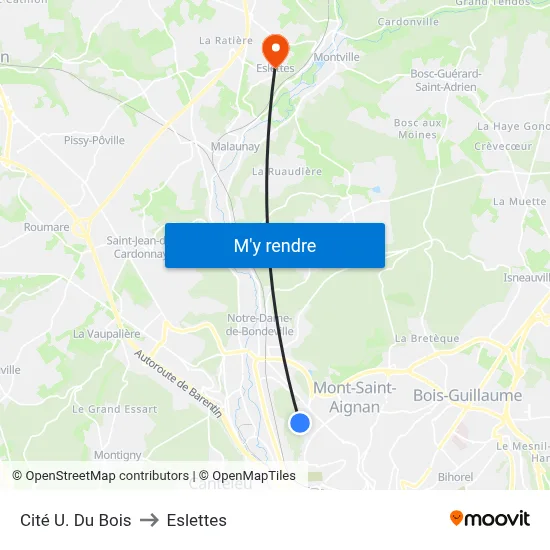 Cité U. Du Bois to Eslettes map