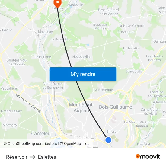 Réservoir to Eslettes map