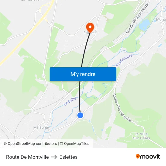 Route De Montville to Eslettes map