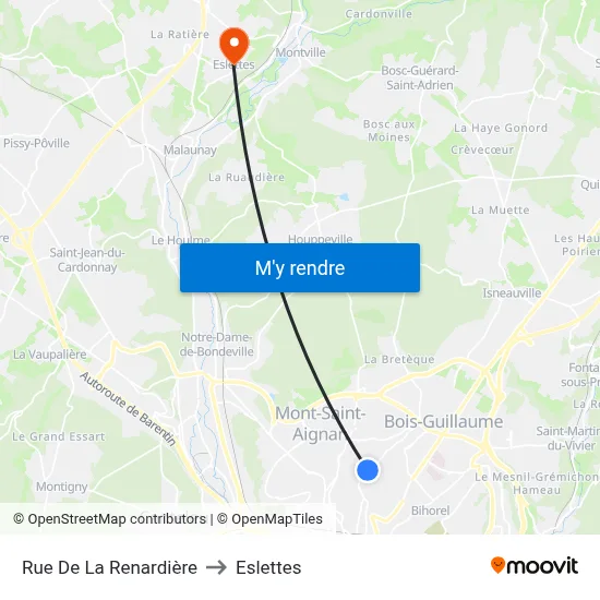 Rue De La Renardière to Eslettes map
