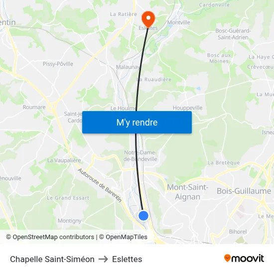 Chapelle Saint-Siméon to Eslettes map