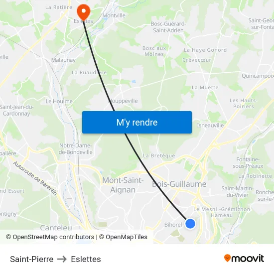 Saint-Pierre to Eslettes map