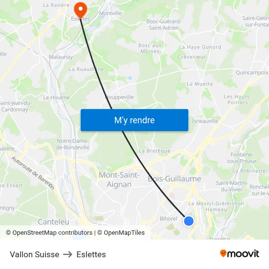 Vallon Suisse to Eslettes map