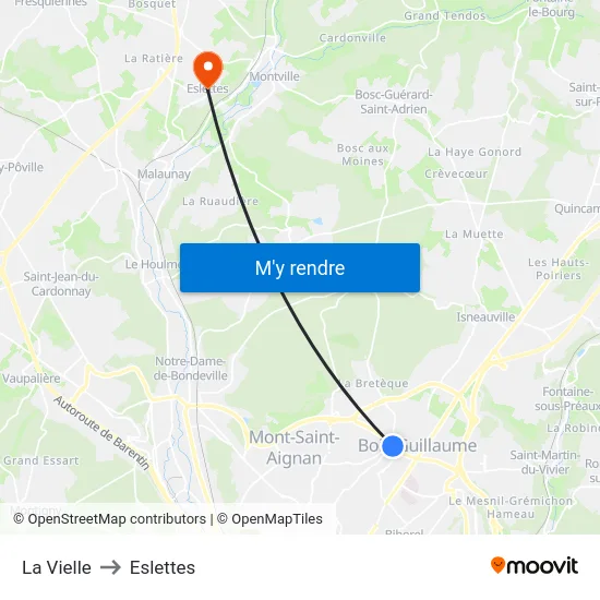 La Vielle to Eslettes map