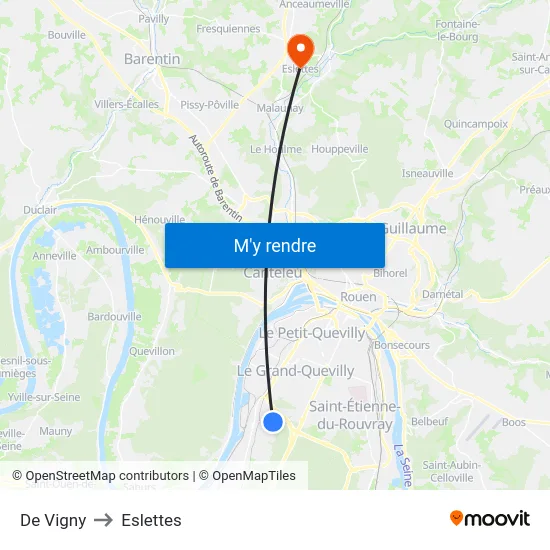 De Vigny to Eslettes map
