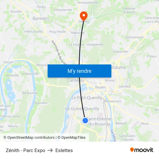 Zénith - Parc Expo to Eslettes map