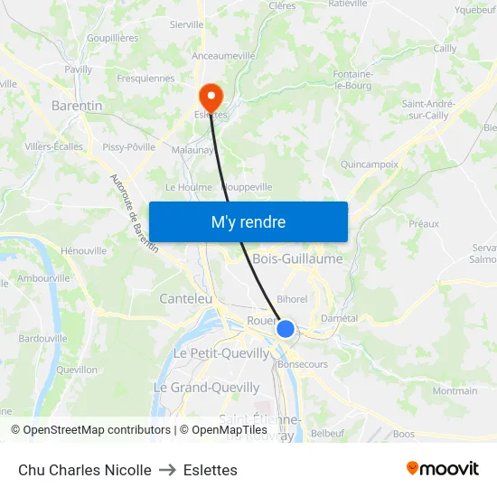 Chu Charles Nicolle to Eslettes map