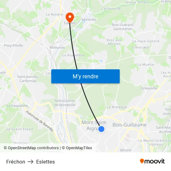 Fréchon to Eslettes map