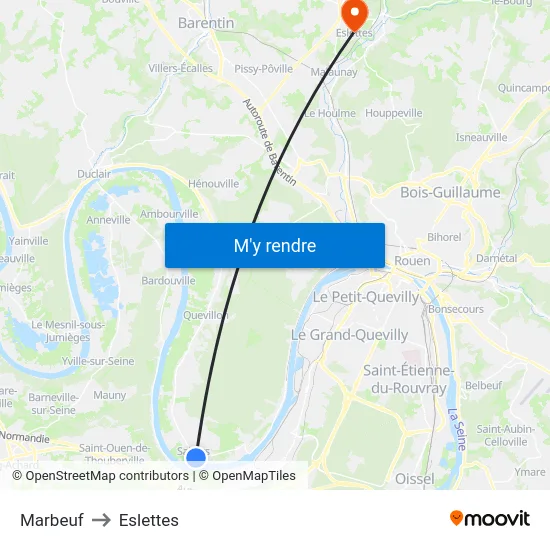 Marbeuf to Eslettes map