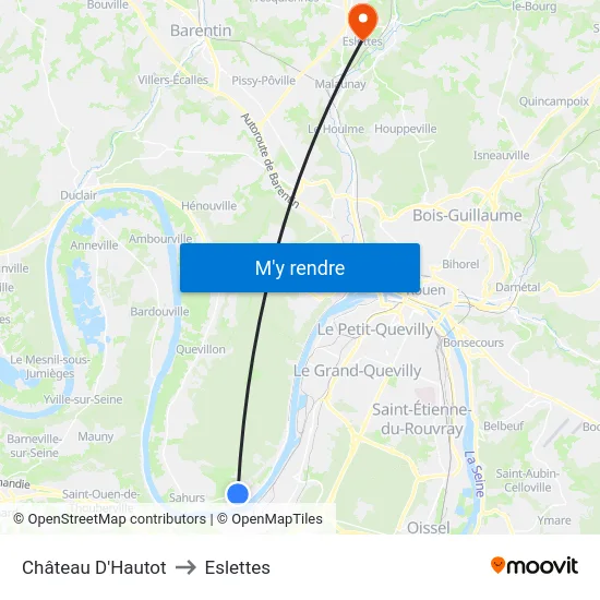 Château D'Hautot to Eslettes map