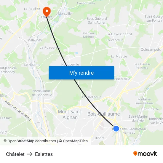 Châtelet to Eslettes map