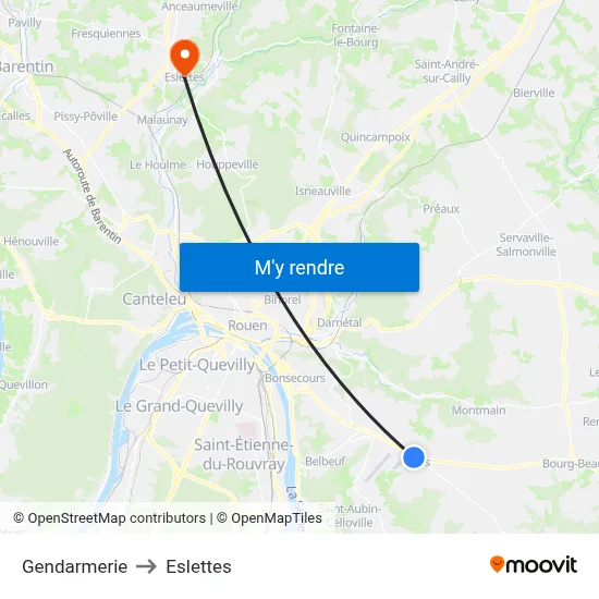 Gendarmerie to Eslettes map