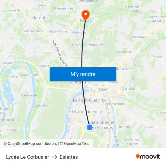 Lycée Le Corbusier to Eslettes map