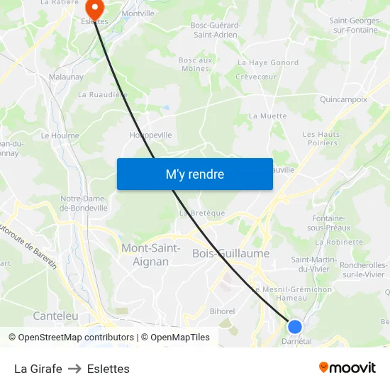 La Girafe to Eslettes map