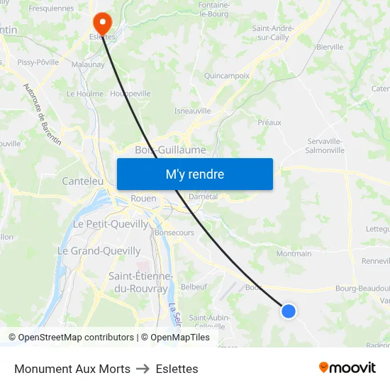 Monument Aux Morts to Eslettes map