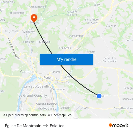 Église De Montmain to Eslettes map