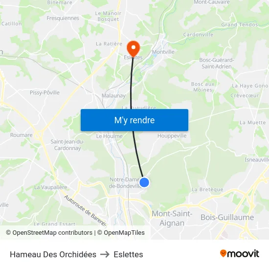 Hameau Des Orchidées to Eslettes map