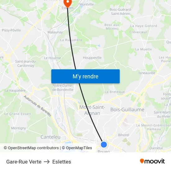 Gare-Rue Verte to Eslettes map