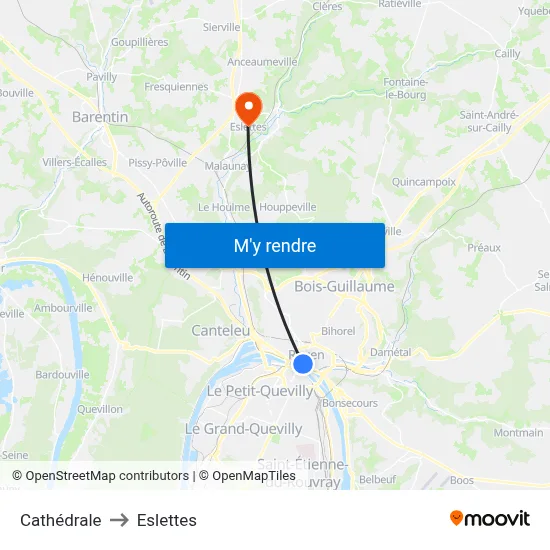 Cathédrale to Eslettes map