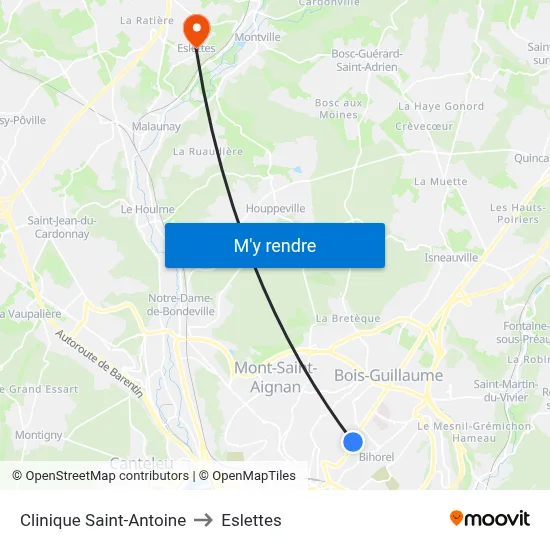 Clinique Saint-Antoine to Eslettes map