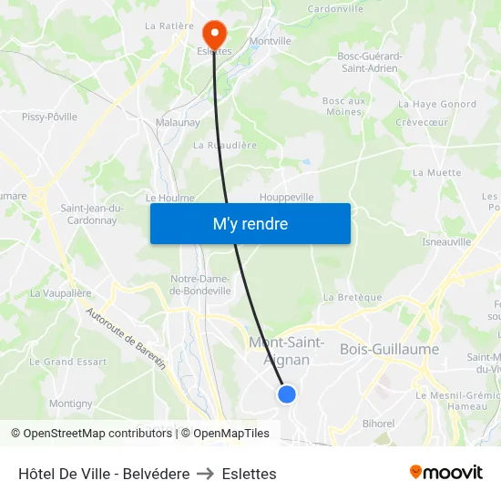 Hôtel De Ville - Belvédere to Eslettes map