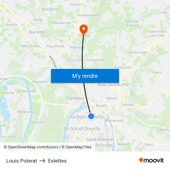 Louis Poterat to Eslettes map