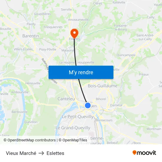 Vieux Marché to Eslettes map