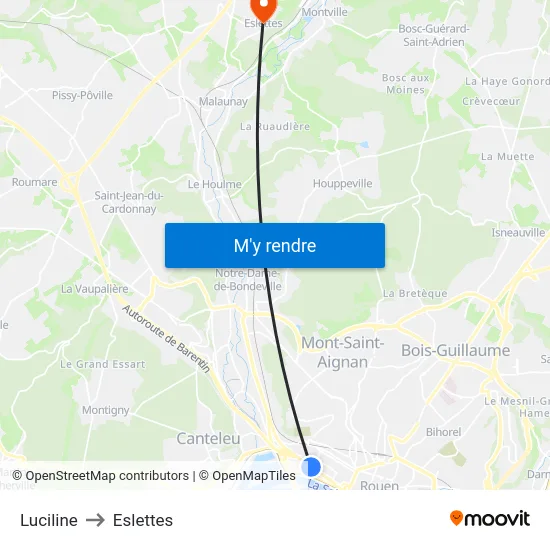 Luciline to Eslettes map