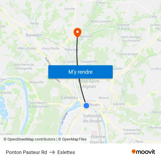 Ponton Pasteur Rd to Eslettes map