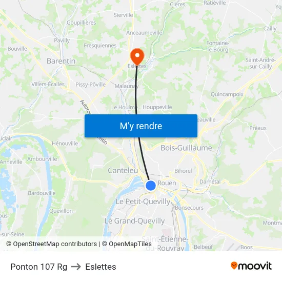 Ponton 107 Rg to Eslettes map