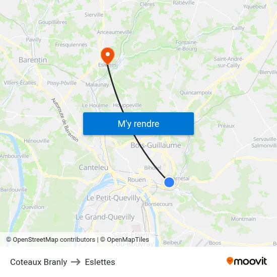 Coteaux Branly to Eslettes map