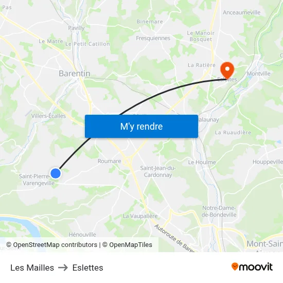 Les Mailles to Eslettes map