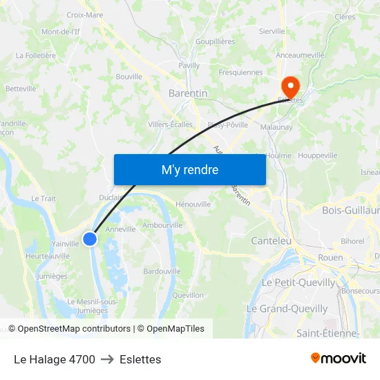 Le Halage 4700 to Eslettes map