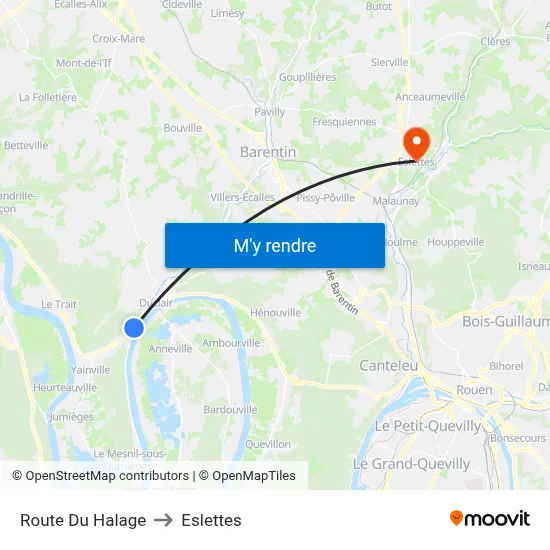 Route Du Halage to Eslettes map